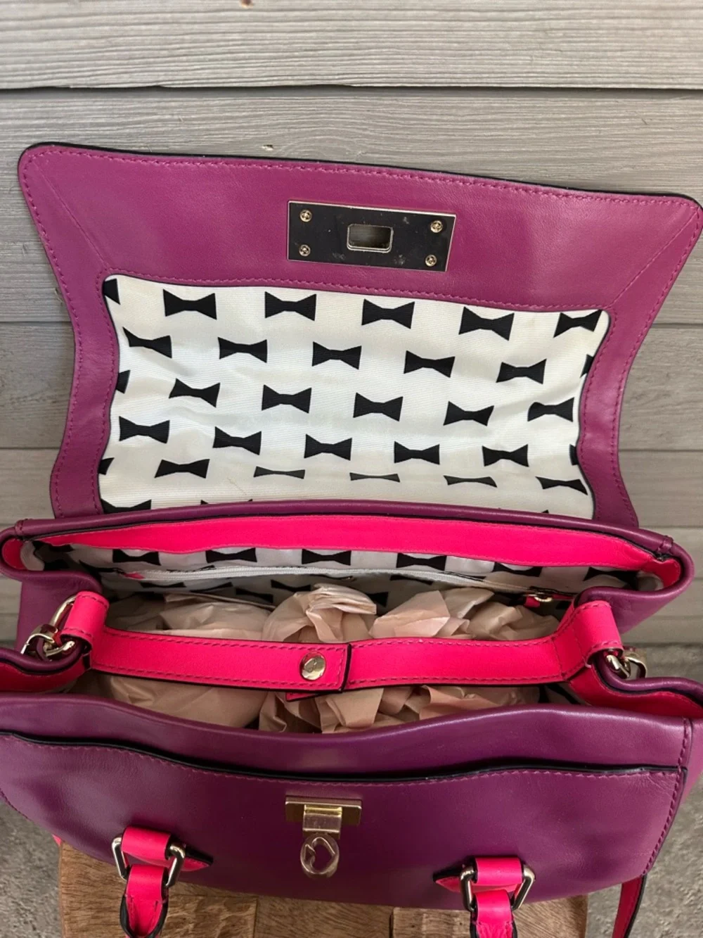 Kate Spade Joanie Catherine Street Moody Plum Purse Handbag Bright Pink Purple